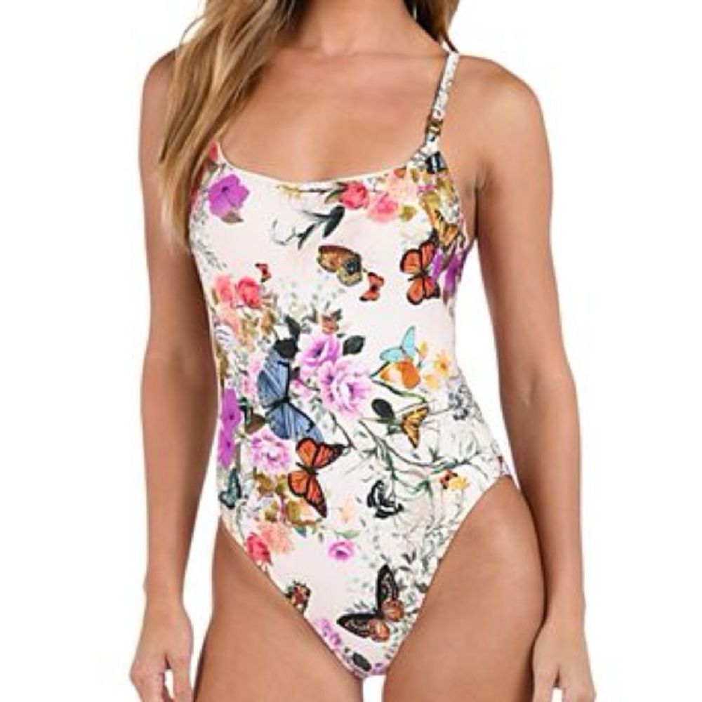 L'AGENCE remi vintage white one piece swimsuit in charonda butterfly